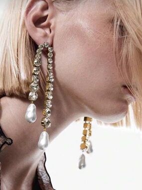 Seraphina Crystal Waterfall Pearl Drop Couture Earrings